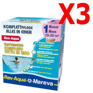 REV-AQUA 18-30 M³ - Trattamento completo di 3 mesi per piscine con volumi da 18000 a 30000 Litri