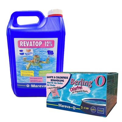 Berling'o + Revatop 12% - Kit per trattamento senza cloro di piscine di piccole dimensioni da 2 a 4 metri cubi