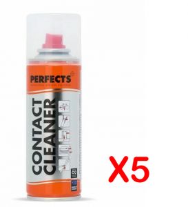 Kit Risparmio con 5 Bombolette Spray da 200 ml di Contact Cleaner Perfects - Lubrificante Oleoso Pulisci Contatti