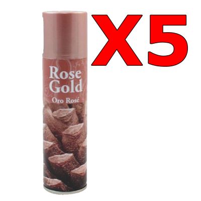 5x ROSE GOLD SPRAY 150 ML - Bomboletta Spray Rosa Dorato per Decorazioni Natalizie Bricolage Pigne Fiori Carta