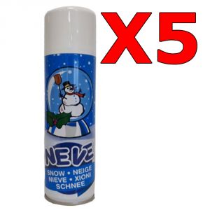KIT RISPARMIO con 5 Bombolette di Neve Spray Artificiale da 250 ml - Per decorazione alberi e presepi di natale