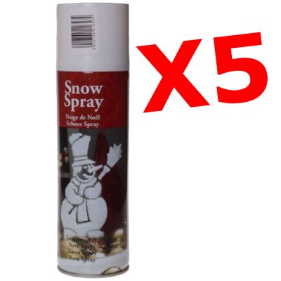 Kit Risparmio con 5 Bombolette Spray da 600 ml di Neve Artificiale per Alberi di Natale e Presepi