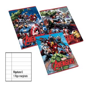 Pacco 10 Maxi Quaderni "Marvel Avengers", rigatura C per 4 e 5 elementare