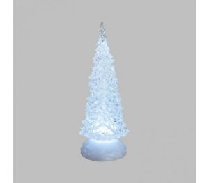 Albero Natale Ghiaccio Acrilico GLITTER LED ICE BIANCO FREDDO Scintillante a Batteria Ø12xH32cm - Decorazioni Natalizie