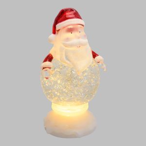 Babbo Natale Sferico Ghiaccio Acrilico GLITTER LED ICE BIANCO CALDO 13x10xH21cm - Decorazioni Natalizie