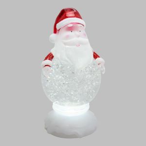 Babbo Natale Sferico Ghiaccio Acrilico GLITTER LED ICE BIANCO FREDDO 13x10xH21cm - Decorazioni Natalizie