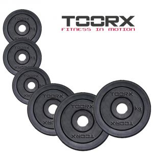 SET MEDIUM composto da 80 kg di ghisa gommata Ø25 mm a marchio Toorx