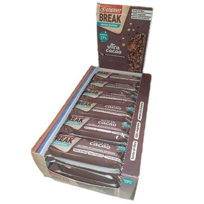 Confezione 24 barrette Enervit Break Ultra Cacao - Snack da 33 g con il 17% di proteine e base di cioccolato fondente