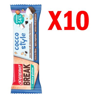 10x Enervit Break Cocco Style - Snacks da 27g ricchi in proteine e fibre