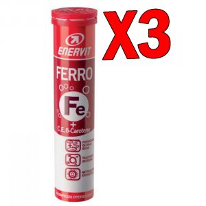 Enervit Ferro - Confezione 3 Tubetti con 20 Compresse Effervescenti gusto Mix Frutta