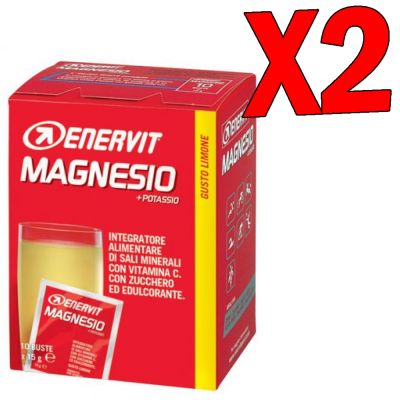 Enervit Sport Magnesio + Potassio - 2 Scatole con 10 Buste da 15 grammi al gusto Limone