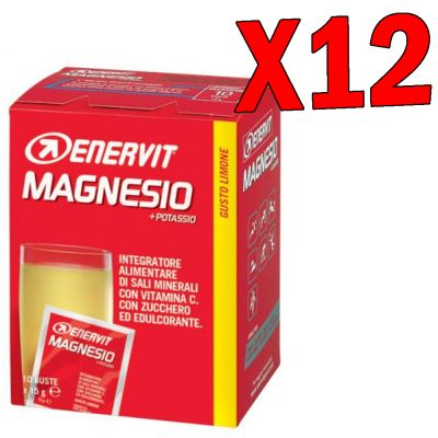 Kit Risparmio 12 Scatole di Enervit Sport Magnesio+Potassio da 10 Buste da 15 grammi gusto Limone