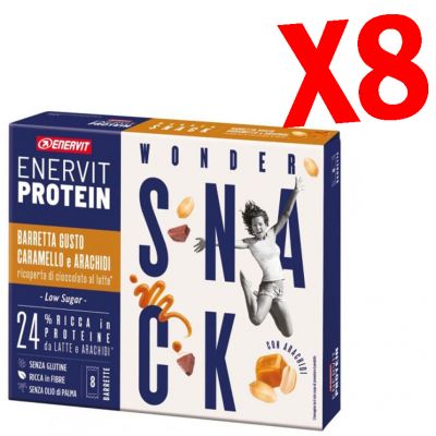 KIT RISPARMIO Enervit Protein Wonder Snack - 8 Astucci per un totale di 64 barrette gusto Caramello e Arachidi