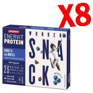 KIT MAXI RISPARMIO - Enervit Protein Wonder Snack 8 Confezioni per un totale di 64 barrette gusto mirtilli e fondente