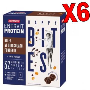 KIT RISPARMIO con 6 confezioni di Enervit Protein Happy Bites al Cioccolato Fondente - Per un totale di 30 Minipack