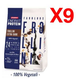 KIT MAXI RISPARMIO - Scatola con 9 sacchetti di Enervit Protein Fabulous Frollini gusto Cacao Extra-Dark