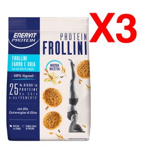 Enervit Protein Frollini 100% vegetali gusto Farro e Chia con estratto di Vaniglia - Set 3 sacchetti da 200 grammi