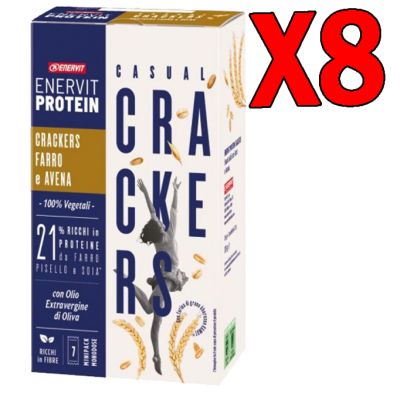 Enervit Protein Casual Crackers Farro e Avena - 8 confezioni da 7 minipack, per un totale di 56 minipack
