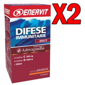 Enervit Protein Difese Immunitarie Adulti - Set 2 scatole con 12 buste da 8 grammi gusto Arancia