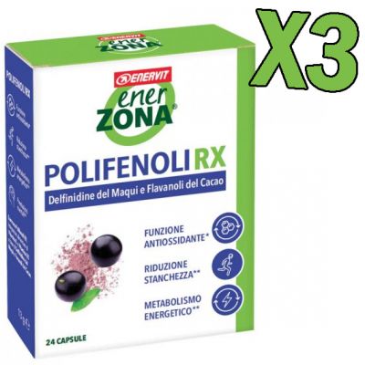 Enerzona Polifenoli RX 72 Capsule - Kit risparmio con 3 scatole da 24 capsule