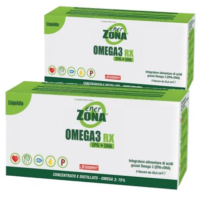 Enerzona Omega 3 RX - Kit con 2 astucci da 5 flaconi, per un totale di 10 flaconi da 33,3 ml gusto Limone