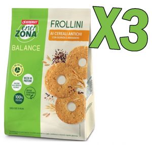 Enerzona Frollini 40-30-30 gusto Quinoa e Cereali Antichi - Kit con 3 sacchetti da 250 grammi