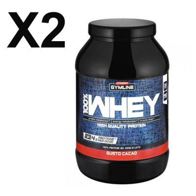 Enervit Gymline Muscle 2 Barattoli 100% Whey Protein Concentrate Cacao 2x900 Gr - Proteine istantanee con Vitamina B6