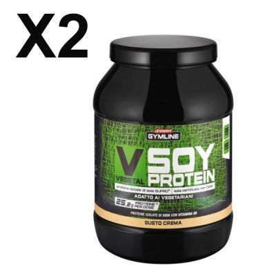 Enervit Gymline Muscle 2 Barattoli Vegetal Soy Protein Gusto Crema 2x800 gr - Proteine Isolate della Soia Supro®