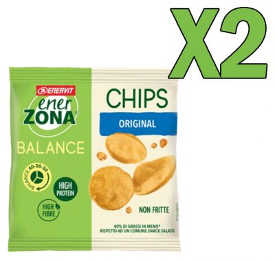 ENERZONA CHIPS 40-30-30 gusto CLASSICO - Kit con 2 sacchetti da 23 grammi di patatine NON FRITTE