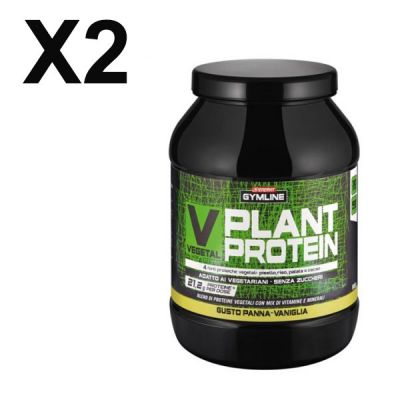 Enervit Gymline 2 Barattoli Vegetal Plant Protein Panna Vaniglia 2x900 gr - 4 fonti proteiche vegetali