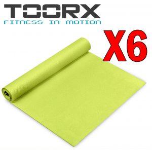 Kit Super Risparmio Toorx con 6 Materassini per Yoga con Superficie Antiscivolo colore Verde Lime - dim 173x60x0,4 cm