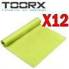 Kit Maxi Risparmio Toorx con 12 Materassini per Yoga con Superficie Antiscivolo colore Verde Lime - dim 173x60x0,4 cm