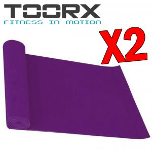 Toorx Kit Risparmio con 2 Materassini per Yoga Viola con Superficie Antiscivolo - Dimensioni 173x60 cm Spessore 0,4 cm