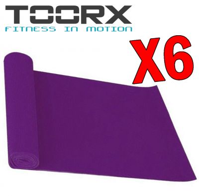 Toorx Kit Risparmio con 6 Materassini per Yoga Viola con Superficie Antiscivolo - Dimensioni 173x60 cm Spessore 0,4 cm