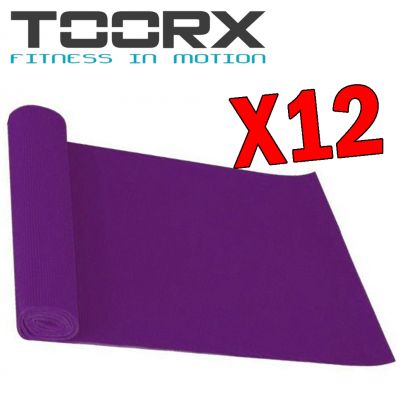 Toorx Kit Maxi Risparmio con 12 Materassini per Yoga Viola con Superficie Antiscivolo - Dimensioni 173x60x0,4 cm