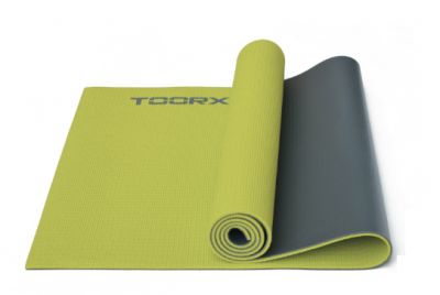 Kit Maxi Risparmio Toorx con 12 Materassini Yoga Bicolore Verde Lime e Grigio Antracite - Dimensioni 173x60x0,6 cm