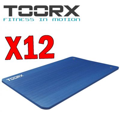 Kit Maxi Risparmio con 12 Materassini fitness Pro azzurri con occhielli cromati - Dimensioni 100x61 cm, spessore 1,5 cm