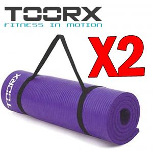 Kit Risparmio Toorx con 2 Materassini fitness viola con maniglia di trasporto spessore 1,2 cm - Dimensioni 172x61 cm