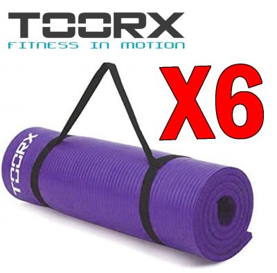 Kit Risparmio Toorx con 6 Materassini fitness viola con maniglia di trasporto spessore 1,2 cm - Dimensioni 172x61 cm