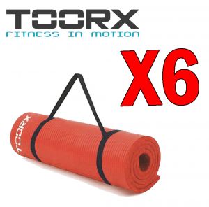 Kit Maxi Risparmio Toorx con 6 Materassini Fitness Pro Arancio con Maniglia di Trasporto - Dimensioni 172x61x1,5 cm