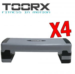 KIT MAXI RISPARMIO STEP ADVANCE TOORX - Kit 4 gradini professionali per aerobica regolabili su 3 altezza 15-20-25 cm