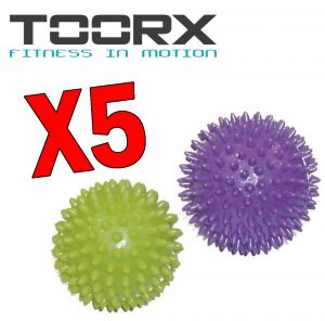 Promo Pack Toorx con 5 Coppie di Sfere per Massaggi - Kit con 5 palle viola da 9 cm e 5 palle verde lime da 7,5 cm