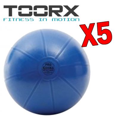 Kit Super Risparmio Toorx con 5 Palle da Ginnastica Professionali Antiscoppio Blu, Diametro 55 cm - Carico Max 500 kg