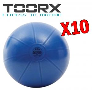 Kit Maxi Risparmio Toorx con 10 Palle da Ginnastica Professionali Antiscoppio Blu, Diametro 55 cm - Carico Max 500 kg