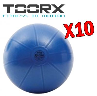 Kit Maxi Risparmio Toorx con 10 Palle da Ginnastica Professionali Antiscoppio Blu, Diametro 55 cm - Carico Max 500 kg