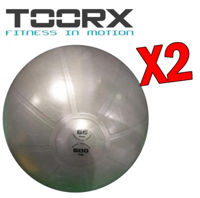 Kit Risparmio Toorx con 2 Palle da Ginnastica Professionali Antiscoppio Grigio, Diametro 65 cm - Carico Max 500 kg