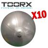 Kit Risparmio Toorx con 10 Palle da Ginnastica Professionali Antiscoppio Grigio, Diametro 65 cm - Carico Max 500 kg