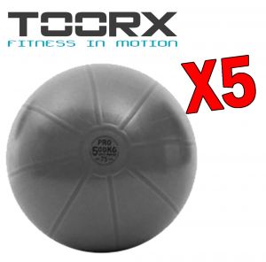 Kit Super Risparmio Toorx con 5 Gym Ball Pro Antiscoppio da 75 cm, colore antracite - Carico Max 500 kg