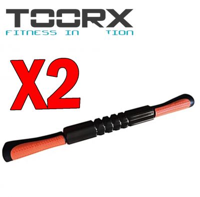KIT RISPARMIO TOORX con 2 Rulli per massaggio con impugnature, colore nero-arancio - Dimensioni 53 cm x Ø 4,5 cm
