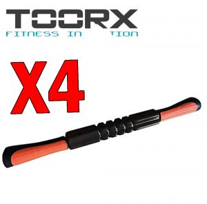 KIT MAXI RISPARMIO TOORX con 4 Rulli per massaggio con impugnature, colore nero-arancio - Dimensioni 53 cm x Ø 4,5 cm